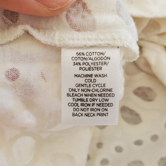 LOFT Off White Scoop Neck Burnout Floral Print Short Sleeve Tee M - Picture 7 of 7